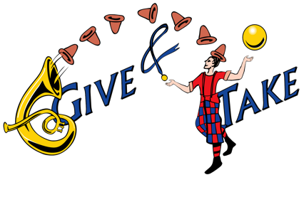 The logo of the give and take jugglers