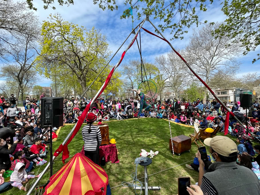 outdoor little circus performance in a park