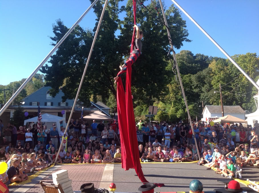 street show aerials with large audience